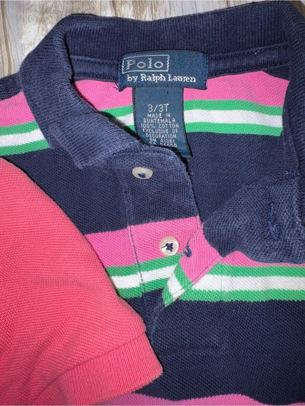 Ralph Lauren Coral Pink Polo & Navy Stripe Polo Twin Set